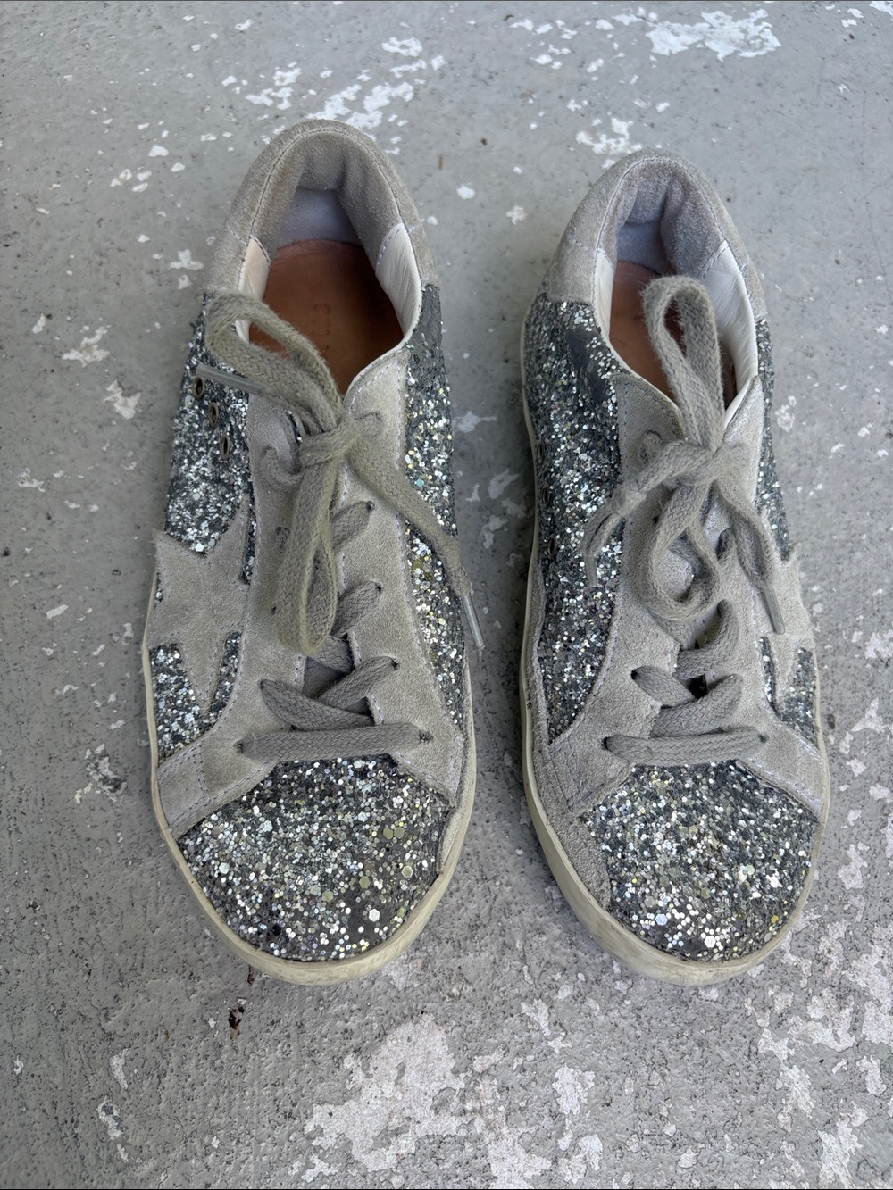 Golden Goose silver glitter sneakers